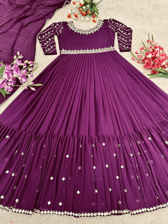 745 Fancy Wedding Wear Dupatta With Gown Catalog